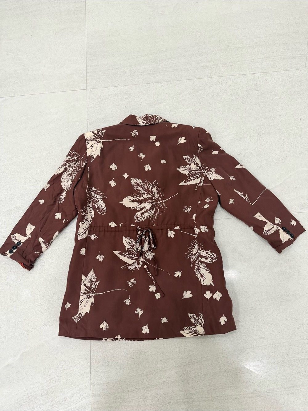 Saks Fifth Avenue Brown Floral Drawstring Waist Blazer